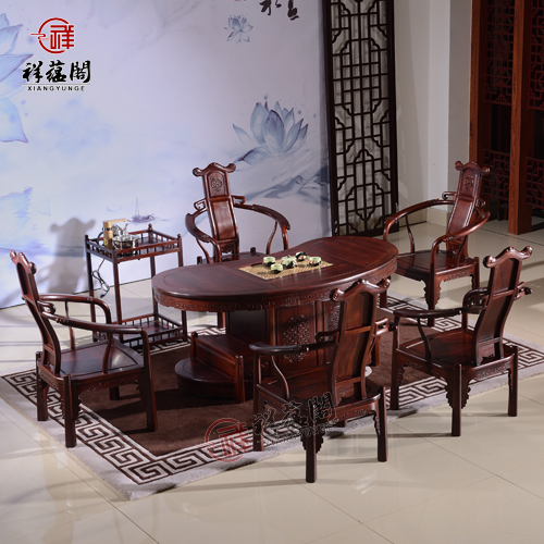 红木腰型茶台喝茶桌 古典客厅家具CZT-10.
