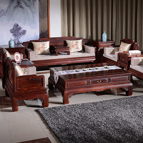 老挝红酸枝家具 老挝红酸枝如意沙发