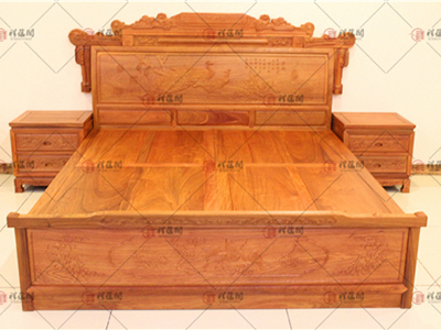 卧室红木家具 财源滚滚红木大床精雕