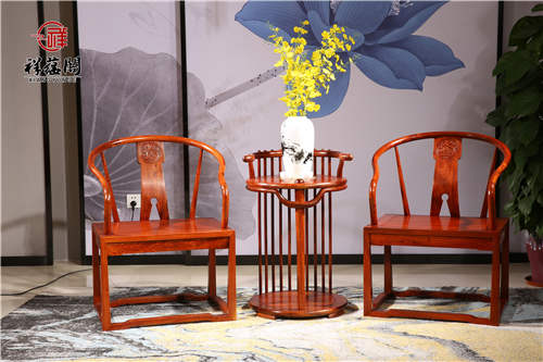 缅甸花梨圈椅三件套新中式红木家具QYM-001