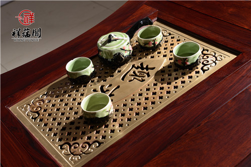 红木腰型茶台喝茶桌 古典客厅家具CZT-10.
