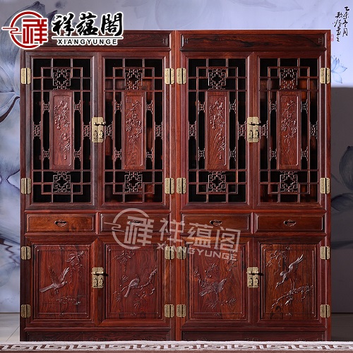 红木转角书柜