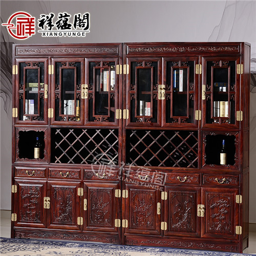 中式仿古红木酒柜报价 红木酒柜多少钱