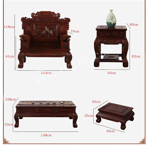 黑酸枝木家具  黑酸枝麒麟沙发11件套
