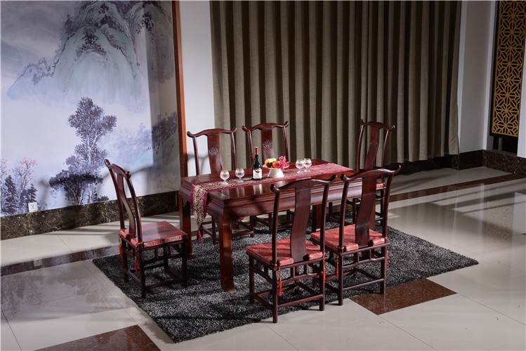 红酸枝红木家具 红酸枝餐椅餐桌