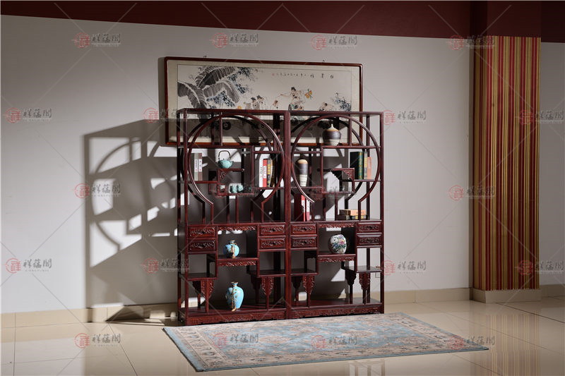 重庆黑酸枝博古架_重庆红木家具黑酸枝博古架