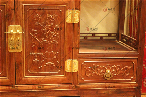 书房红木家具 老挝大红酸枝茶水柜