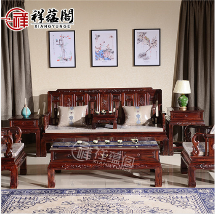 印尼黑酸枝宝马麒麟系列沙发价格  祥蕴阁红木家具