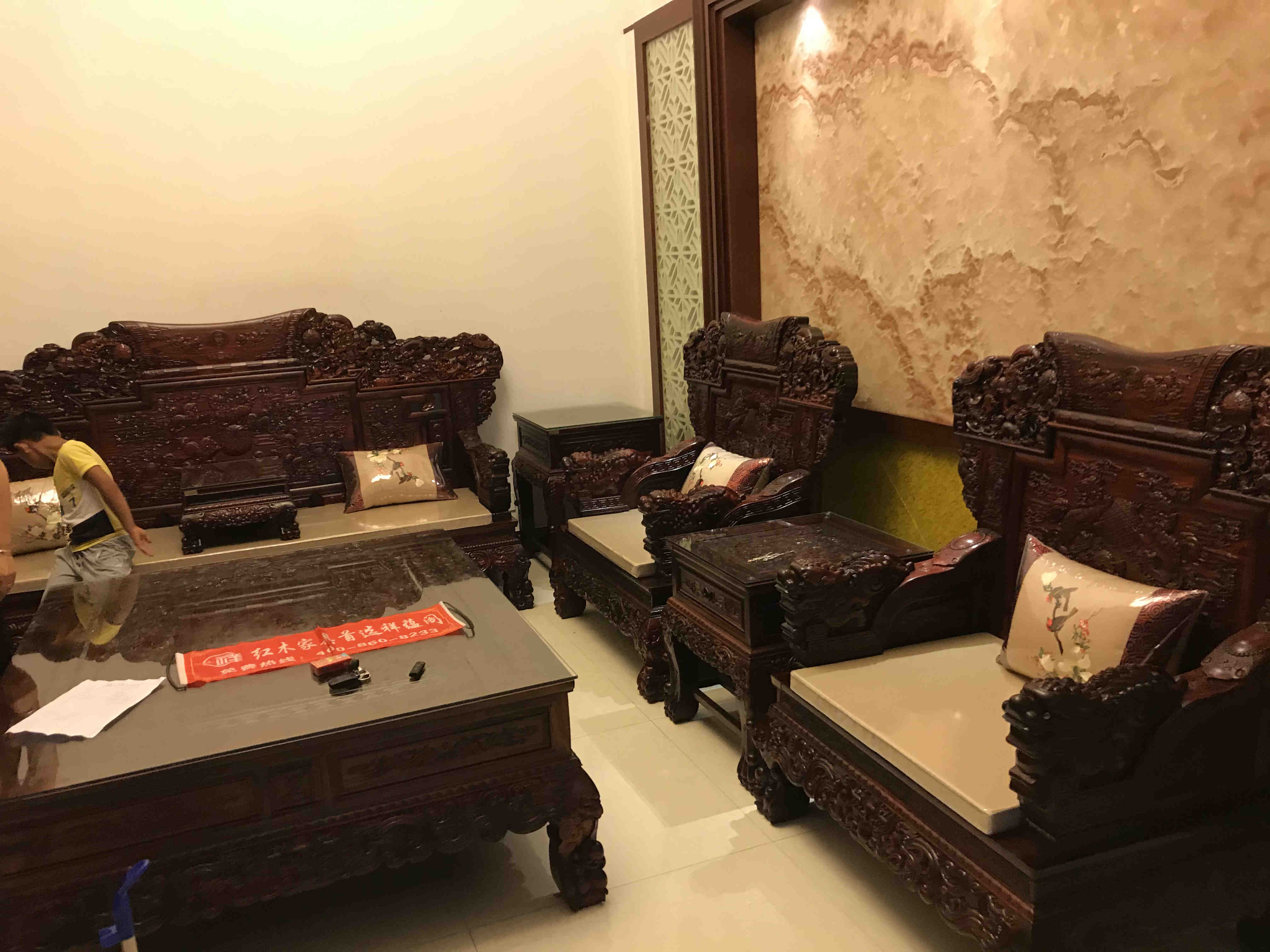 浙江杭州临安区客户家中沙发已摆放好  祥蕴阁红木家具