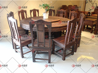 餐厅红木家具 原木色红木家具餐桌