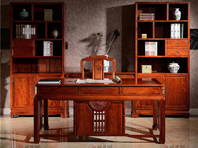 书房红木家具 红木书柜书桌组合