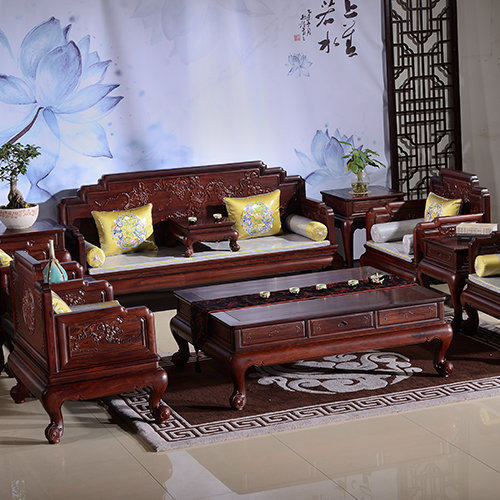 老挝红酸枝家具 老挝红酸枝十件套沙发