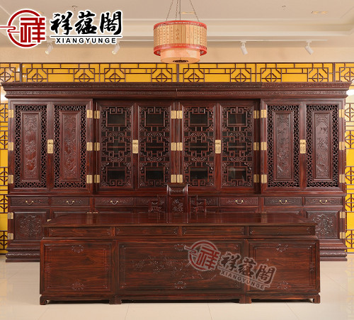 红木大款书柜书桌椅大班台书房家具 中式BGZ-3