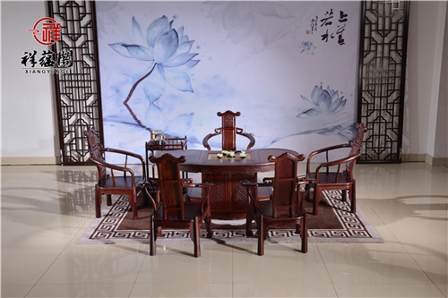 老挝红酸枝红木餐厅茶桌CZT-5