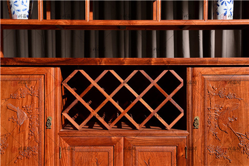 餐厅红木家具 墙壁防红木酒柜