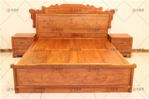 卧室红木家具 财源滚滚红木大床精雕