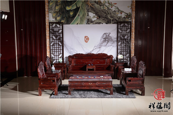 红木沙发123组合七件套尺及图片欣赏