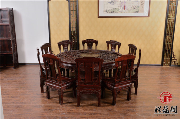 红木圆餐桌十七件套尺寸 红木圆餐桌十七件套图片欣赏