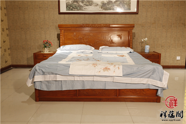 印尼黑酸枝的1.8米红木双人床价格及图片欣赏