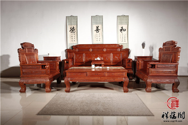缅甸花梨七件套红木沙发尺寸 缅甸花梨七件套沙发图片欣赏